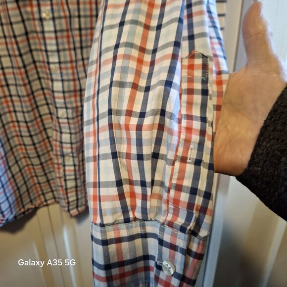 Mens Foundry Supply Co. Red/Blue Plaid Long Sleeve Button-Down Shirt 4XLT Easy C - Picture 2 of 8